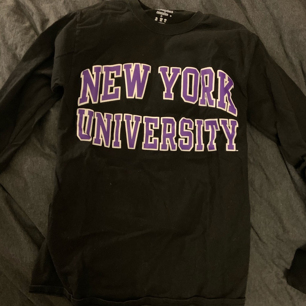 Black NYU Champion Long Sleeve Tee
